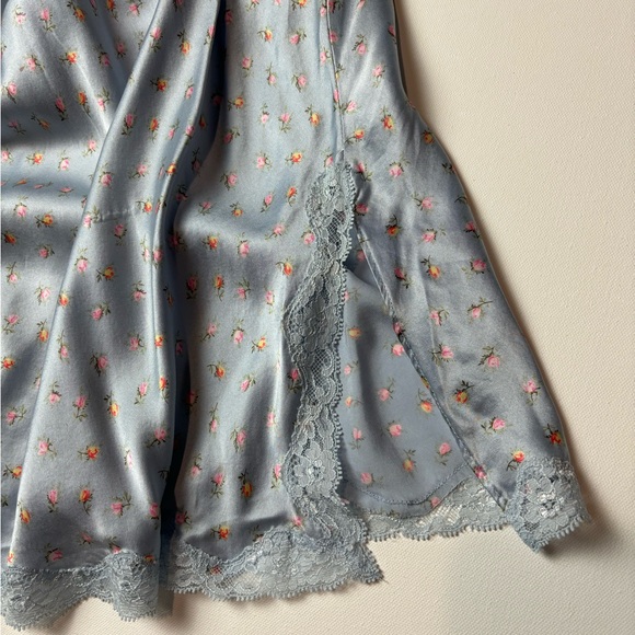 Blue Floral Victoria’s Secret Slip Dress with Lace - Picture 6 of 10